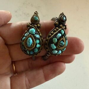 Turquoise Hoop Earrings from Tibet